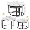 Coffee Table Set of 2 Nesting Accent Tables White Marble Top Stacking Side Desk