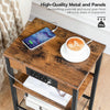 HOOBRO Side Table with Charging Station Bedside Table 3-Tier End Table Brown