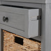 Grey Wooden Tall Boy 1 Drawer 4 Baskets Tall Unit Living Room Storage Unit
