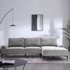 Polyester L Shaped Corner Sofa 3 Seater Right Hand Facing w/Cushions Metal Leg