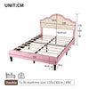 Double Upholstered Bed Frame 135x190 cm with Adjustable Button-Tufted Headboard