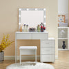 LED Light Vanity Dressing Table Set Bedroom Makeup Desk With Mirror Drawer Stool