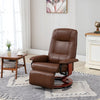 360° Swivel Recliner Chair with Footrest, PU Manual Reclining Armchair, Brown