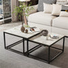 Modern Nested Coffee Table Set of 2 Marble End Table Nesting Sofa Side Tea Table