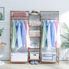 Heavy Duty Wooden Clothes Rail Rack Garment Hanging Stand Corner Open Wardrobe