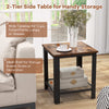Costway 2-Tier End Table Square Sofa Side Table Heavy-duty Metal Fram