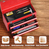 Portable Steel Tool Box Tool Storage Chest w/ 3 Drawers-Red