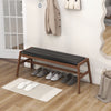 Upholstered Bench Solid Rubber Wood Frame Indoor Sponge Cushioned Bench