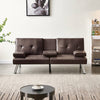 Sofa Bed Luxury PU Leather Manhattan 3 Seater Chrome Legs Recliner Settee Brown