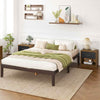 Bedroom Modern End Table Nightstand (Set of 2)w/Shelf-Natural+White