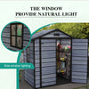 8X10FT Plastic Garden Shed Apex with Floor Window Lockable Door Wood Grain Grey