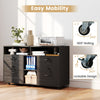 File Cabinet Mobile Lateral Filing Storage Organizer with Lock-Black