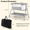 Baby Bedside Sleeper Easy Folding Portable Baby Crib Newborn Bassinet w/Storage