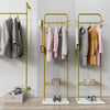 Heavy Duty Gold Clothes Rail Garment Coat Rack Stand Bag Scarf Hooks Hall Tree