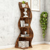 Corner Shelf 5 Tiers, Bookshelf Bookcase Wooden Storage Rack Rustic Book Shelves