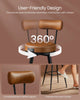 Set of 2 Swivel Bar Stools with Backs, Synthetic Leather Counter Chairs
