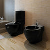 Stand Toilet & Bidet Set Black Ceramic I3T9