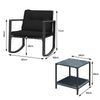 3 Pieces Outdoor Rocking Bistro Set PE Rattan Rocking Chair Set with Cushions