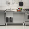 Single Bowl Commercial Kitchen Cabinet Stainless Steel Cupboard w/Sliding Door