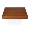 Coffee Table with LED Lights Square Brown Wooden Center Table for Living Room
