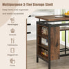 Bar Table Set 3 Piece Industrial Metal Table Stools Storage Shelves Space Saver