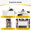 EXTENDABLE BAR KITCHEN ISLAND TABLE STORAGE CABINET SHELVES DINING ROOM WHITE