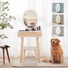 LED Mirrored Dressing Table Modern Makeup Vanity Cushioned Stool Set for Bedroom