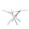 Rectangular Clear Table with Tempered Glass Top & Chrome Legs Dining Living Room