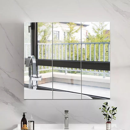 3 Doors Bathroom Cabinet Wall Mounted Mirrored Cupboard with 6 Shelves Storage