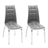 Grey Faux Leather Dining Room Chairs 2/4-Piece Plaid PU Padded Kitchen Chair Set