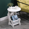 Round Coffee Table Sofa Side Table with Storage Bedside Tables White