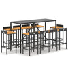 GuyAna 11 Piece Garden Bar Set Black Poly Rattan& Solid Wood AcaciaOutdoor N2G9