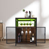 Drinks Cabinet Wine Bar w/ Glass & Bottle Storage | Black Rattan W/ RGB LED