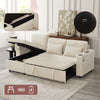 L Shaped 3 Seater Sofa Convertible Sofa Bed with Storage Chaise Corduroy Beige