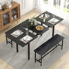 3-Piece Dining Table Set for 4-6 Extendable Kitchen Table Set with 2 Benches