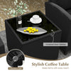 3 Piece Rattan Conversation Set Patio Furniture Set w/ Soft Seat Black