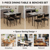 5 Piece Dining Table and Chairs Set Wooden Space Saving with Metal Frame Kitchen