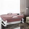 Free-Standing Soaking Tub w/ Lid Folding Spa Bath Bucket Barrel Portable Bathtub
