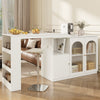 Multifunctional Storage Cabinet Kitchen Island with 360°Rotating Bar Table White