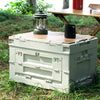 Outdoor Camping Storage Box Picnic Organizer Folding Wood Lid Car Food Container
