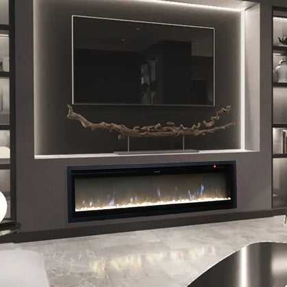 60inch Electric Black Wall Insert LED Fireplace Fire Freestand With Feet UK