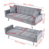 3 Seater Click Clack Sofa Bed Upholstered Fabric Recliner Settee Couch w/Pillows