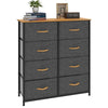 Chest of 8 Drawers, Fabric Storage Dresser with Wood Top, Dark Grey