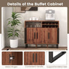 Home Wine Bar Cabinet Kitchen Buffet Sideboard w/ 3 Door & Adjustable Shelves