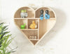 Wooden Heart Shaped Floating Wall Shelf Natural Hanging Display Unit Storage