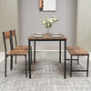 Modern Dining Table and Chairs Set 2xChairs 1xBench Metal Frame Kitchen Home Bar