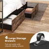 Noise-Free Mattress Foundation Metal Platform Bed King with Drawers