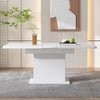 Extendable Dining Table Rectangular Kitchen Dining Room Table with Storage White