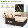 Outdoor Wicker Daybed Rattan Woven Loveseat Patio Sun Lounger w/ Storage Ottoman