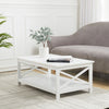 Coffee Table Living Room Sofa Table with X-Shape Side Frame and Storage Shelf UK